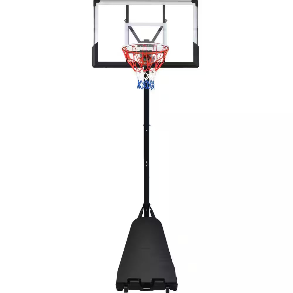 8 Ft. to 10 Ft. Black Metal Portable Basketball Hoop Height Adjustment with LED Lights